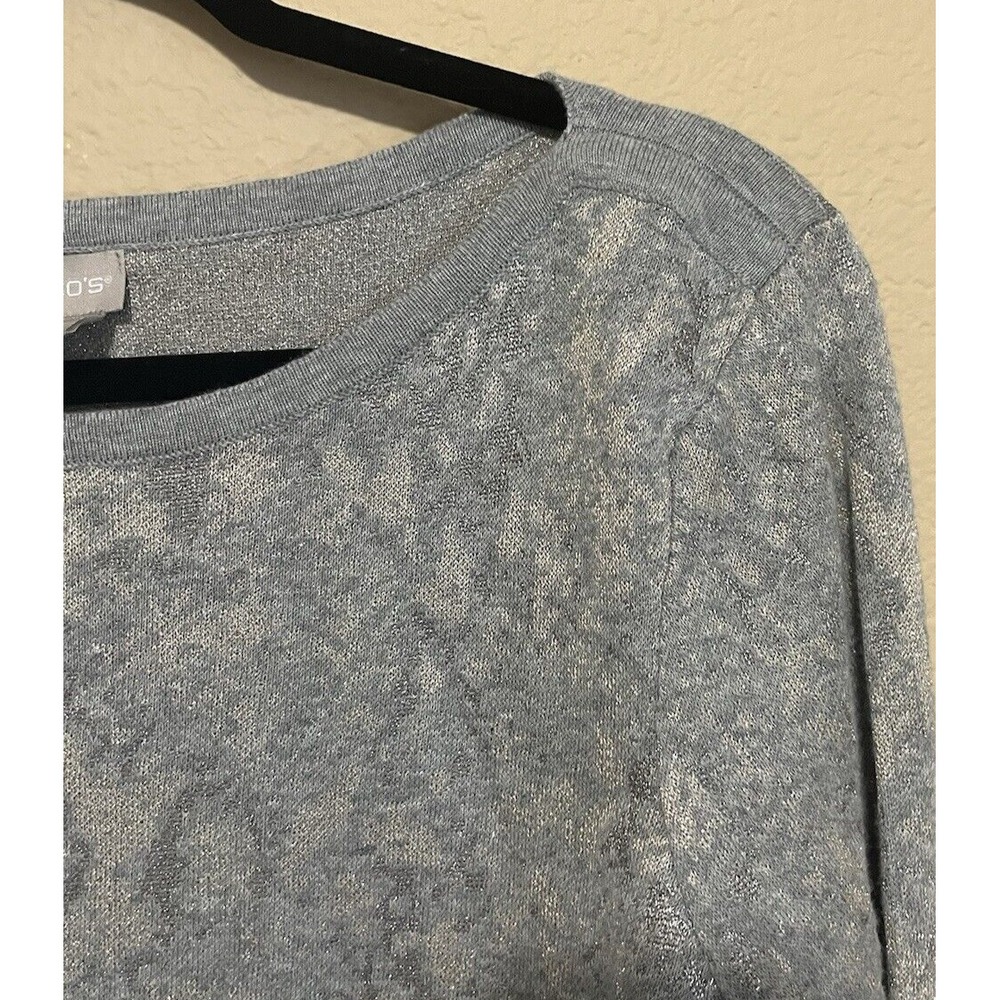 Chicos Sweater Long Sleeve Animal Print Silver Gold Size 2 Large Metallic - Picture 5 of 10